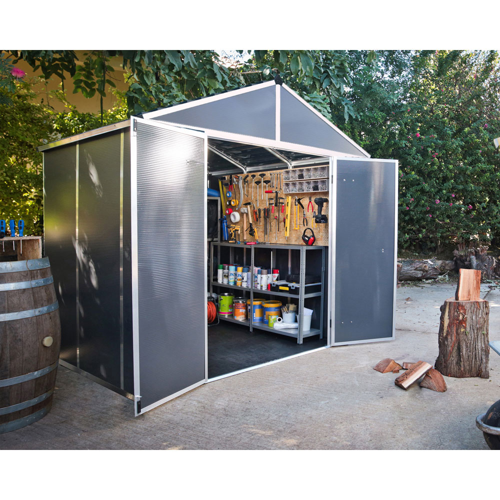 Palram Canopia Rubicon 8 x 8ft Dark Grey Garden Shed Image 2