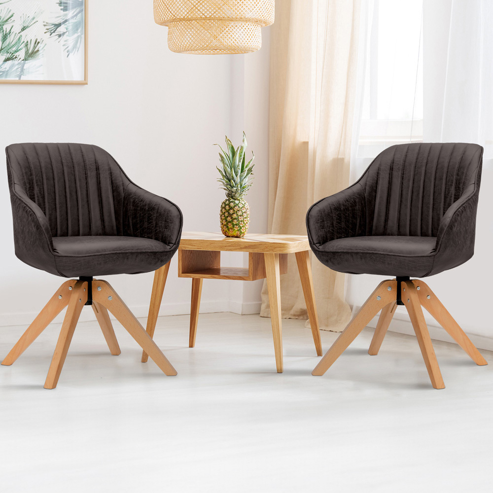 Costway Coffee Swivel Accent Chair Set of 2 Image 1