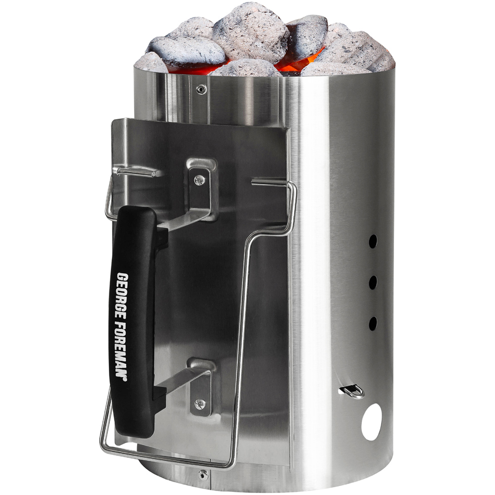 George Foreman Stainless Steel Quick Fire Large Charcoal Chimney Starter Image 3