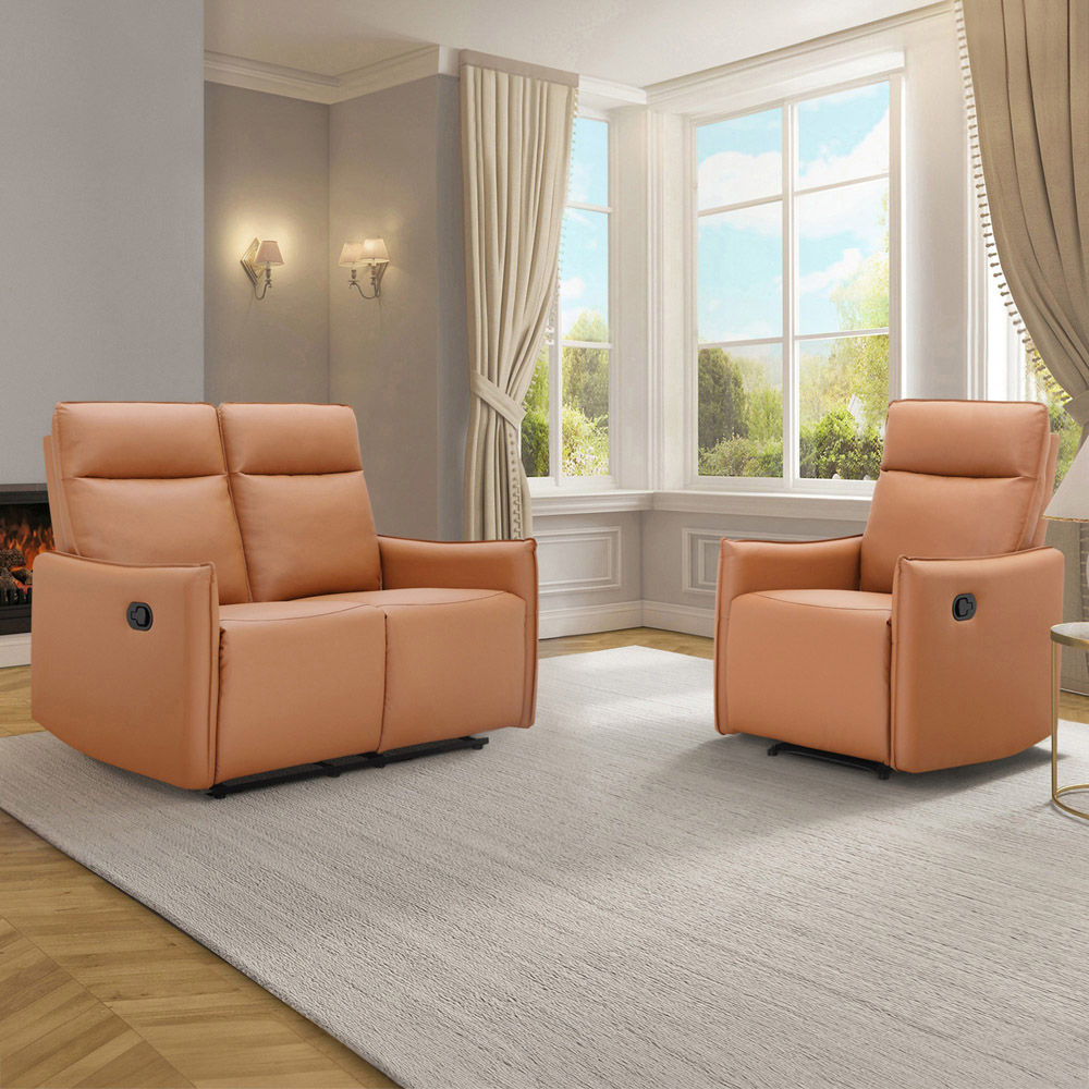 Dorel Lugo Cognac Faux Leather Manual Recliner Armchair Image 9