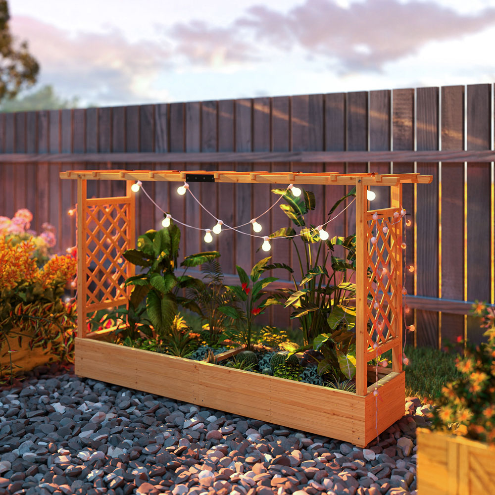 Outsunny Natural Raised Garden Bed with Trellis 114 x 200 x 44cm Image 3