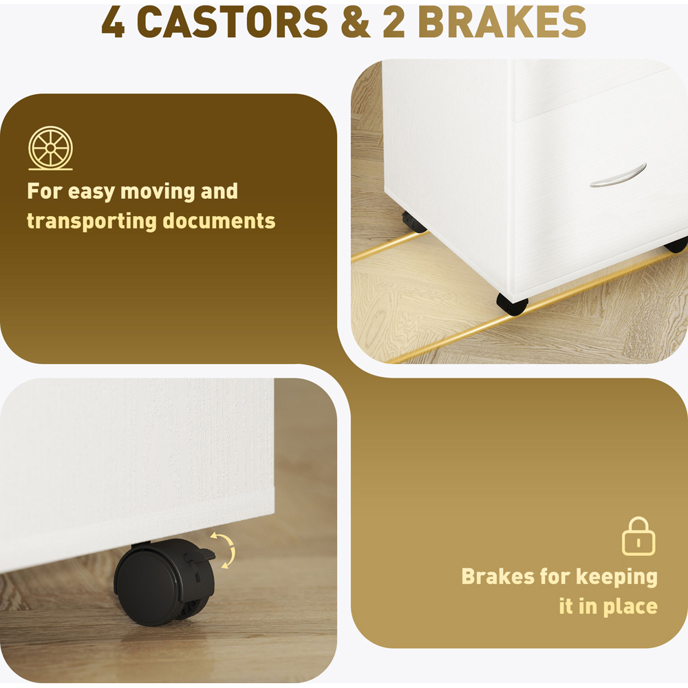 HOMCOM 2 Drawer White Office Mobile Filing Cabinet Image 7