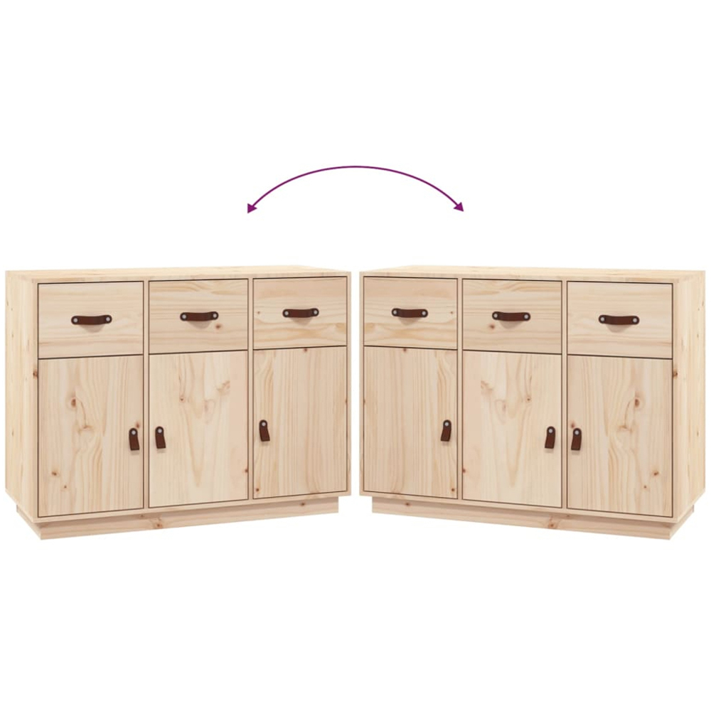 vidaXL 3 Door 3 Drawer Natural Solid Pine Wood Sideboard Image 8