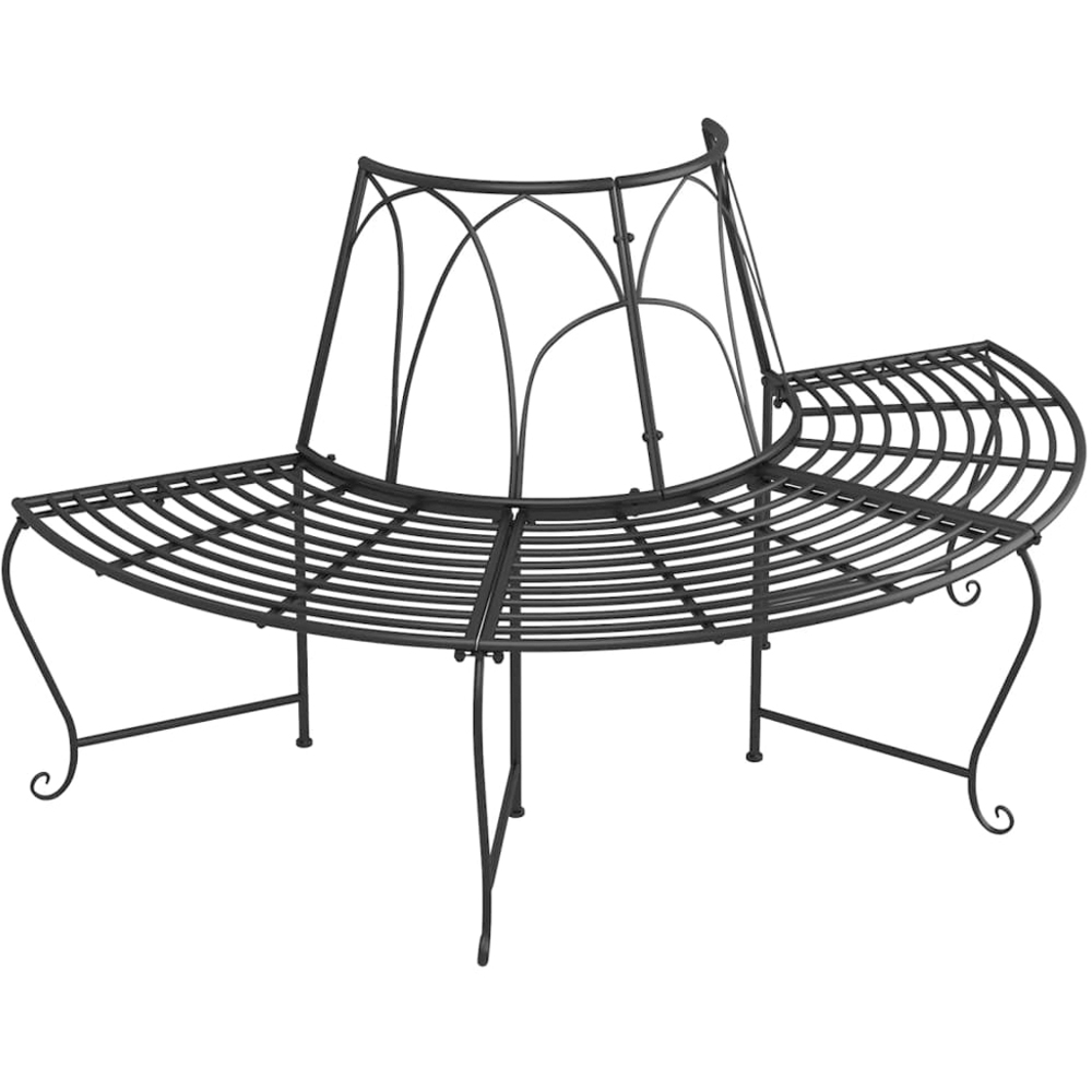 vidaXL Black Steel Half Round Circular Tree Image 2