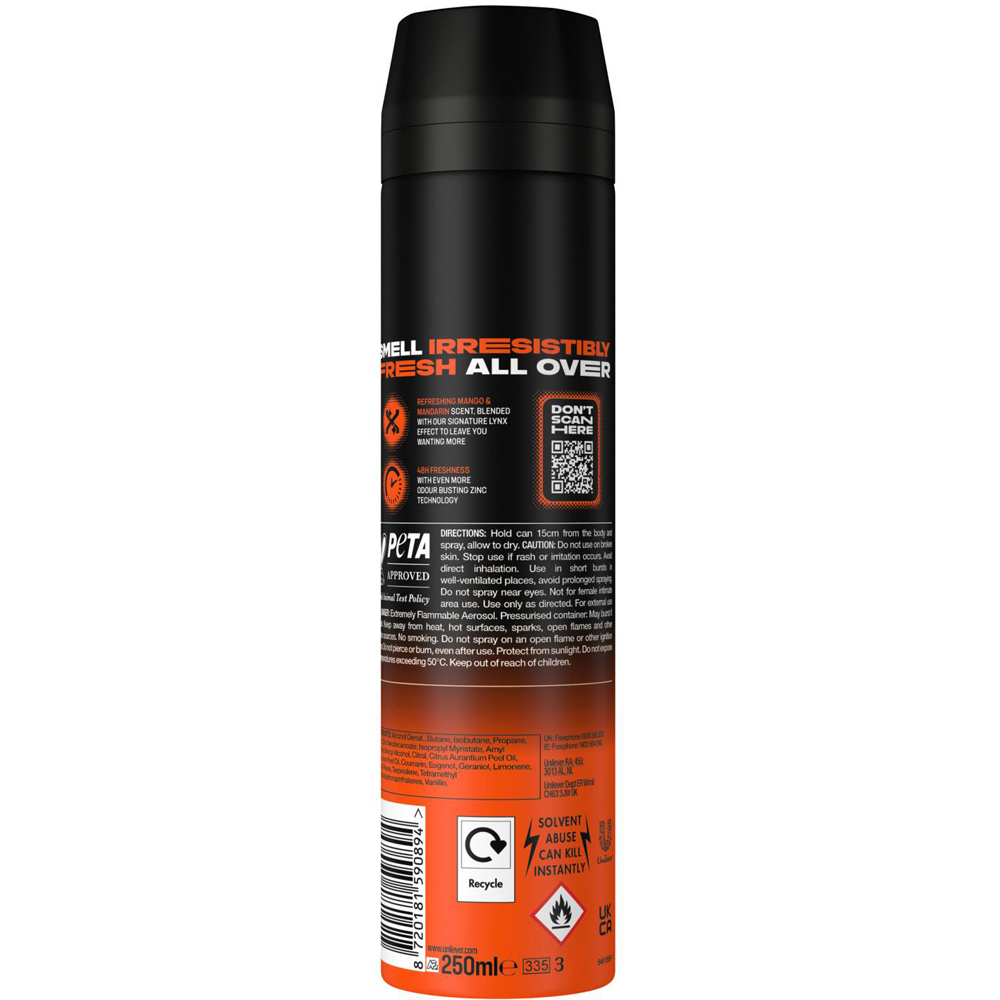 Lynx Sunset Fresh Deodorant Body Spray 250ml 36 Pack Image 4