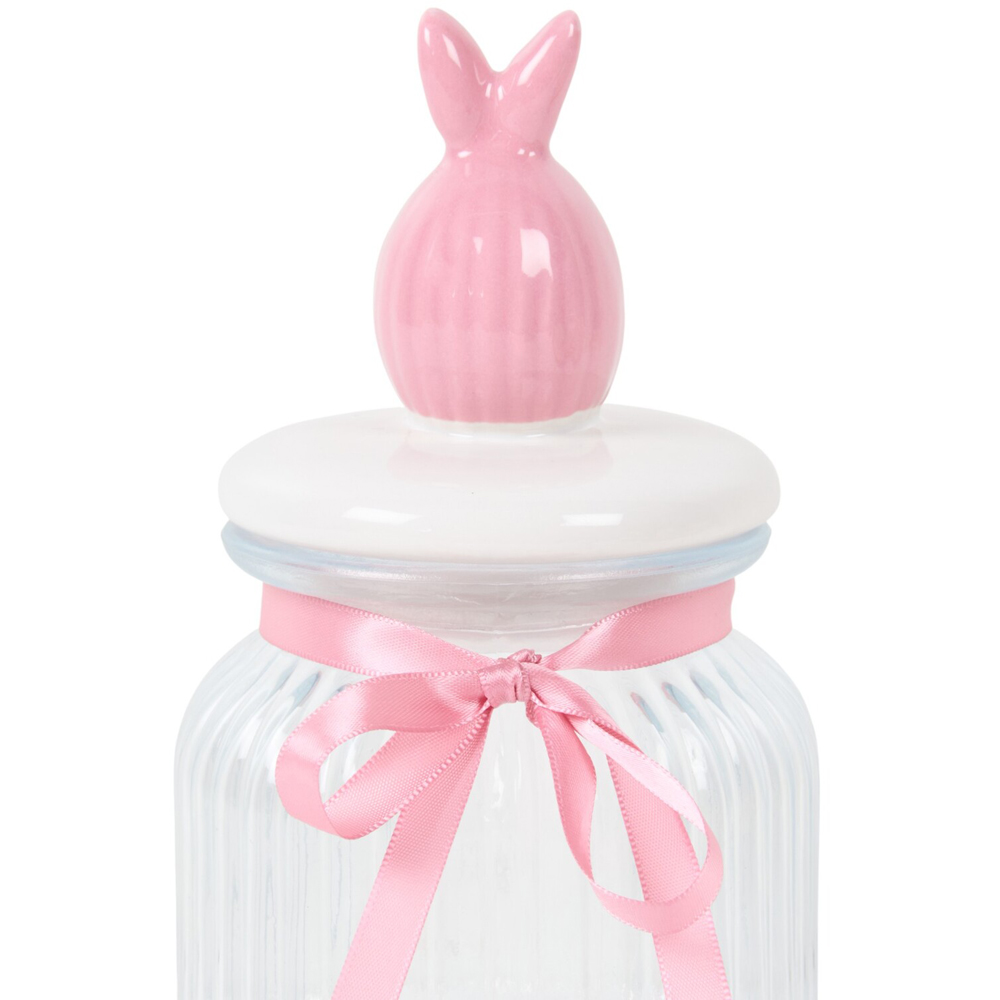 Bunny Ears Egg Glass Storage Jar Pink Image 4