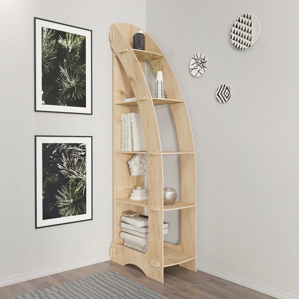 Decorotika Orsa 5 Shelf MDF Corner Bookcase Image 6