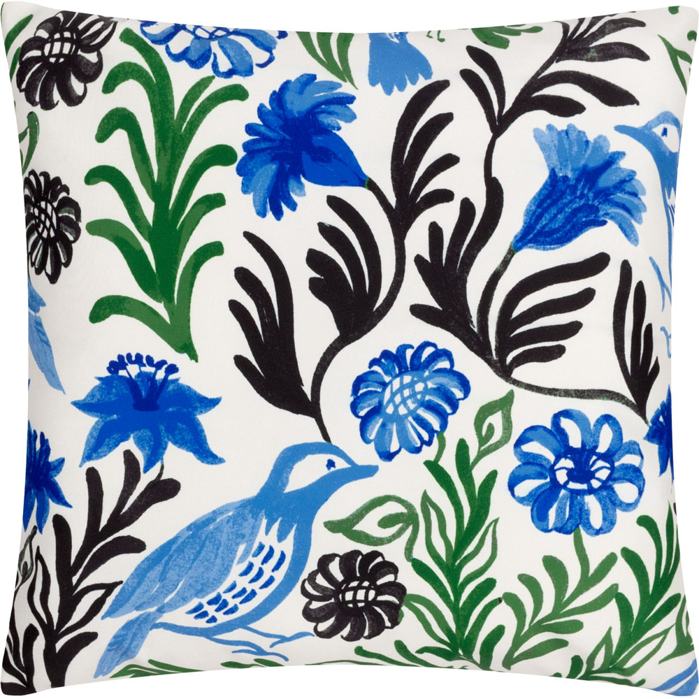 furn Aljento Blue Floral Polyester Filled Outdoor Cushion Image 1