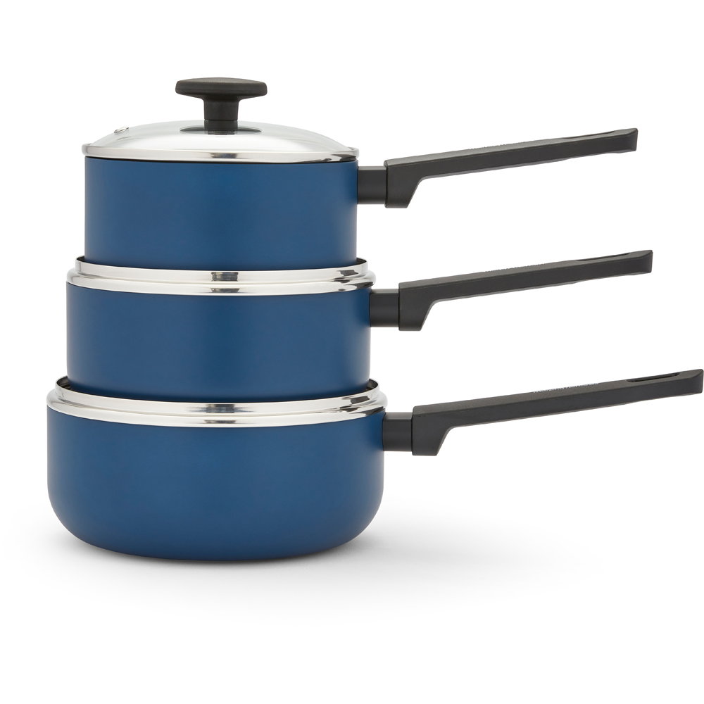 Morphy Richards Blue Recycled Aluminium 3 Piece Saucepan Set Image 4