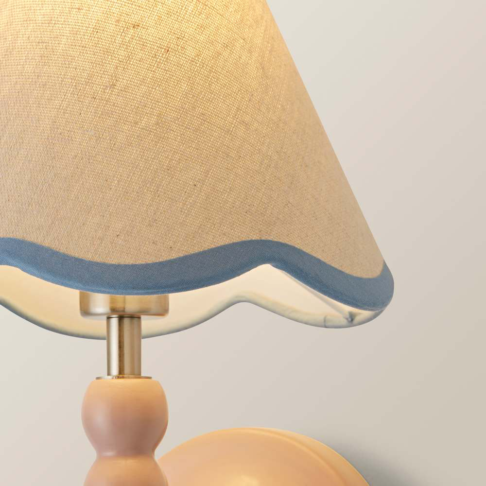 ValueLights Blue Trim Scallop Shade Pink Bobbin LED Wall Light with Bulb Image 5