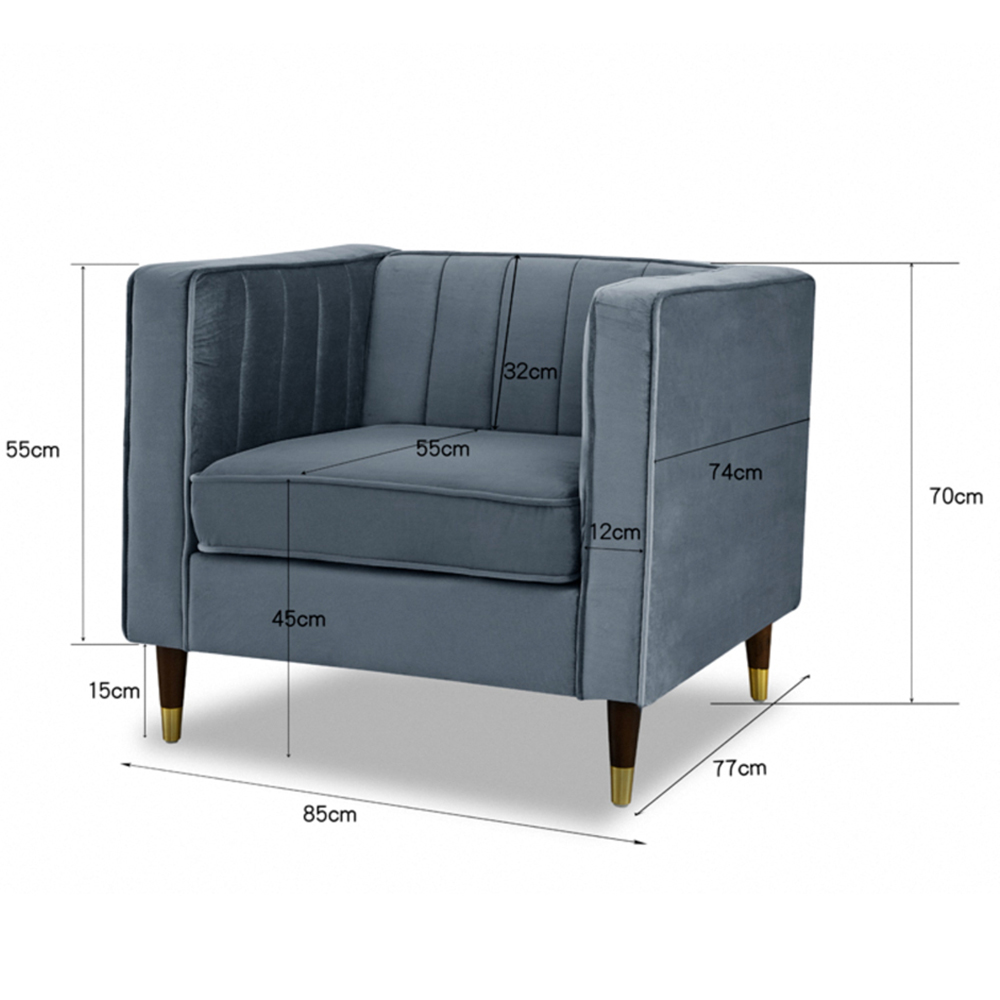 Home Detail Thomas Grey Velvet Sofa Chair Image 5