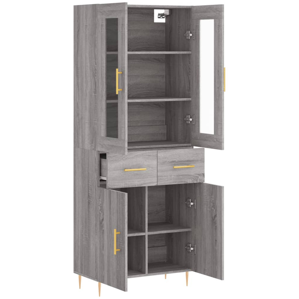 vidaXL 4 Door 2 Drawer Grey Sonoma Highboard Image 4