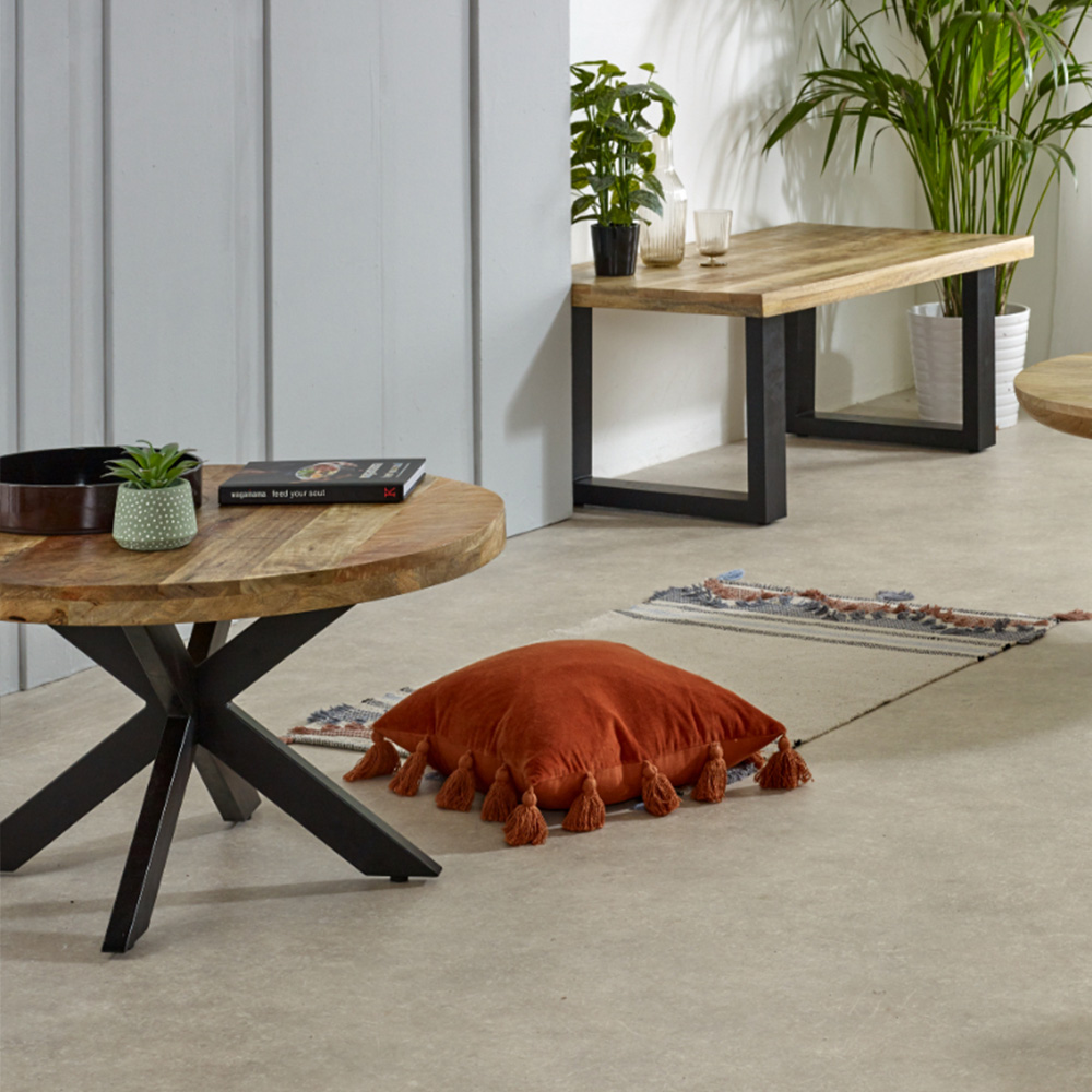 Brooklyn Surrey Metal Spider Legs Solid Wood Coffee Table Image 6