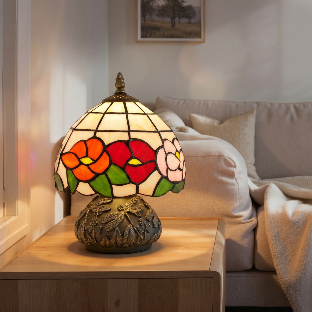 HOMCOM Stained Glass Bedside Lamp Image 5