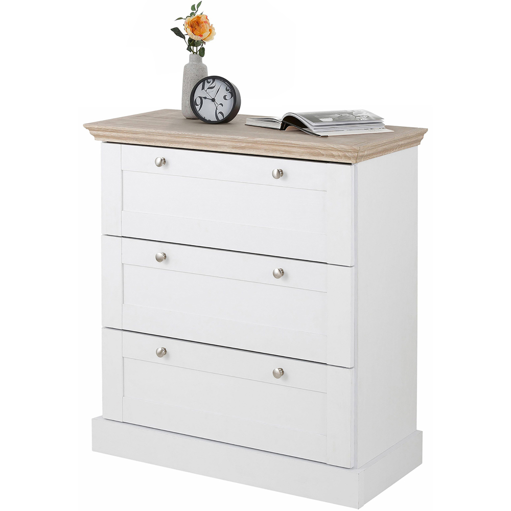 Loft24 Binz 3 Drawer White and Oak Dresser Cabinet Image 3