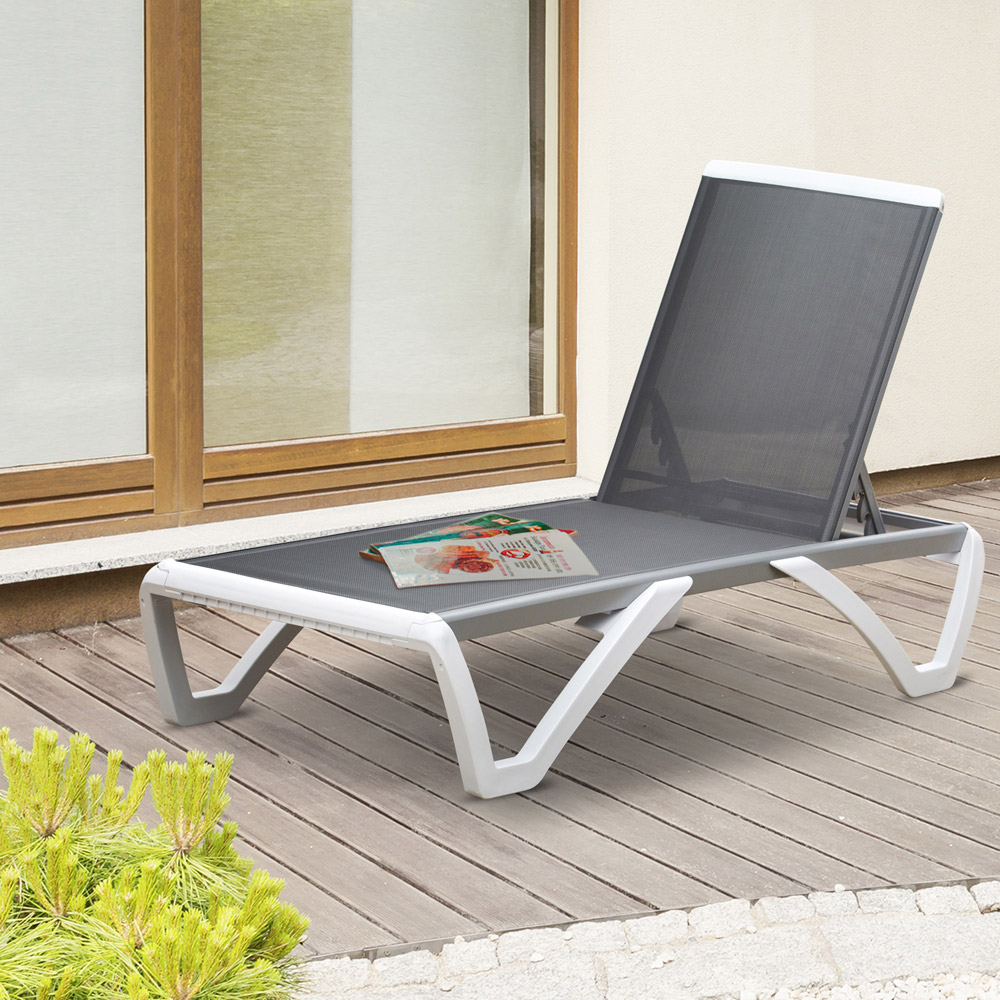 Outsunny Light Grey 5 Level Adjustable Sun Lounger Image 7
