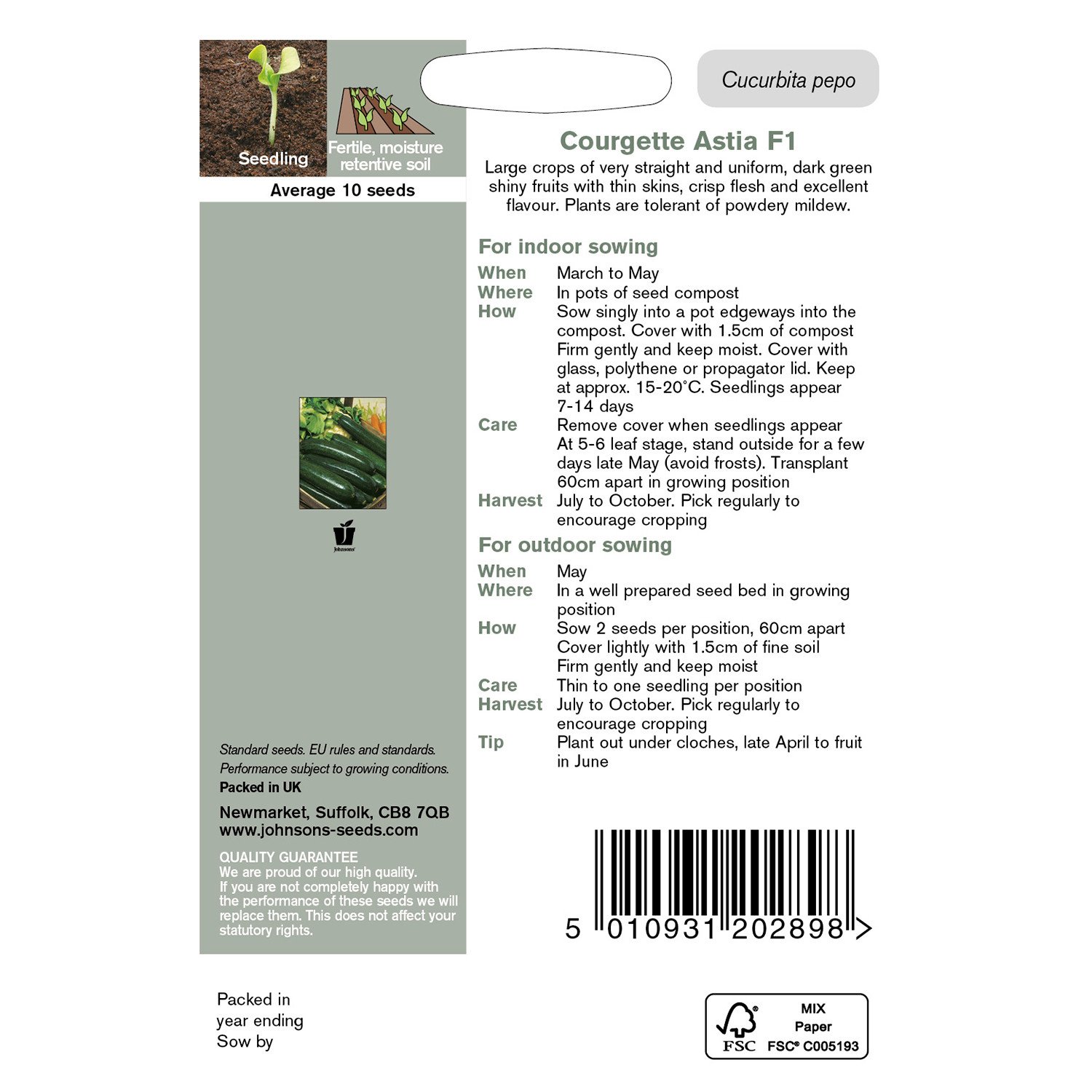 Johnsons Astia F1 Courgette Seeds Image 3