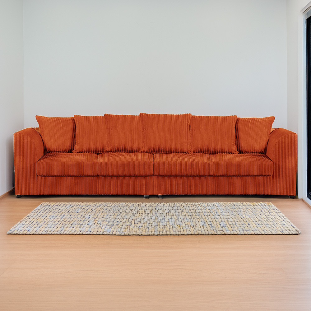 Luxor 4 Seater Orange Jumbo Cord Scatter Back Sofa Image 1