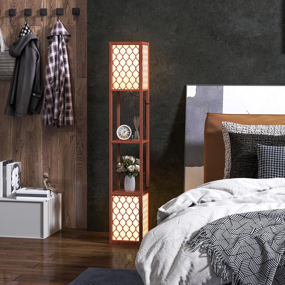 Portland 2 Shelf 2 Light Brown Floor Lamp Image 3