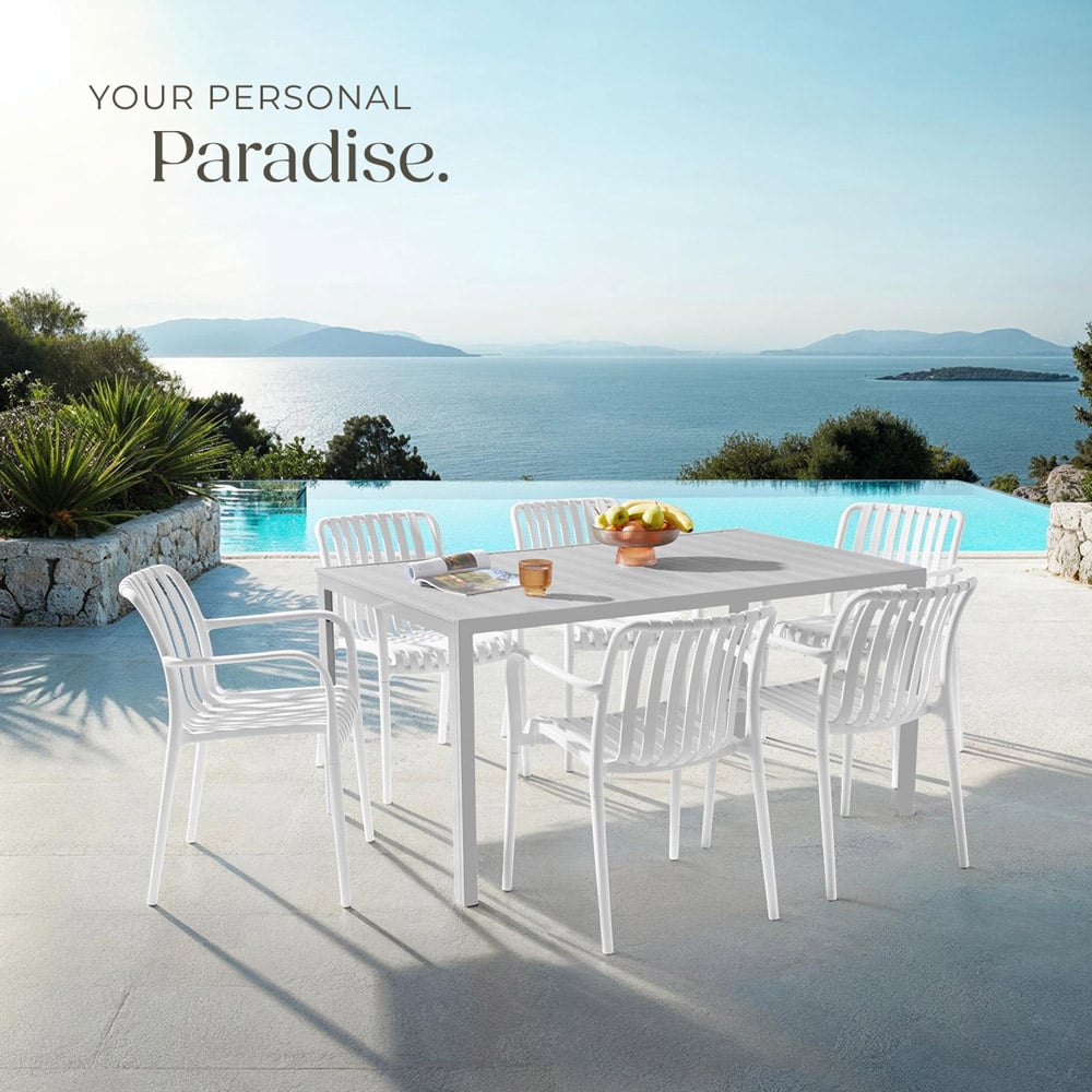 tectake Alcudia Set of 6 White Garden Chair Image 8