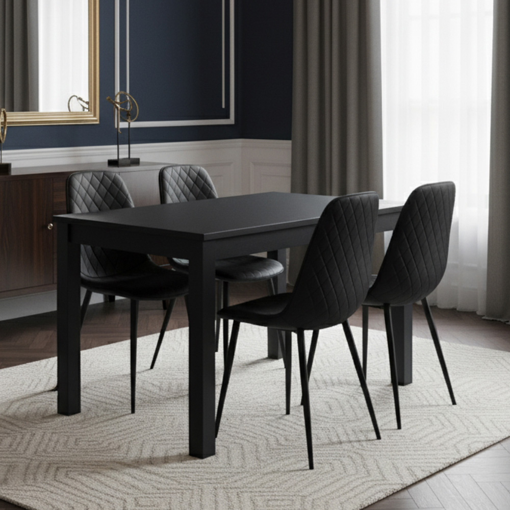 Kosy Koala 4 Seater Gem Pattern Dining Set Black and Dark Grey Image 4