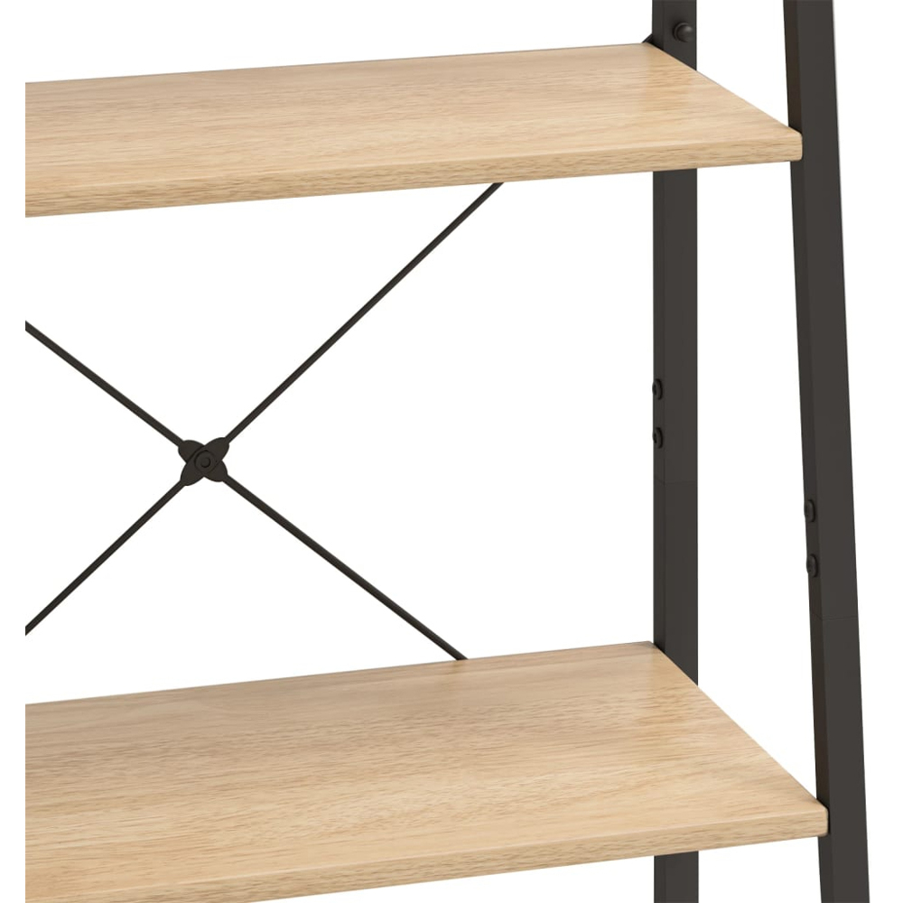 vidaXL 4 Shelf Light Brown Wood and Steel Freestanding Bookcase Image 6