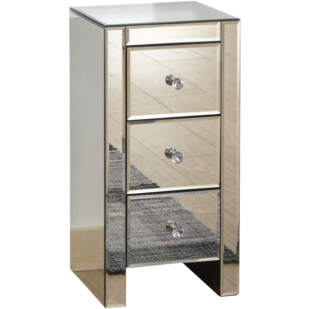 GFW Mirrored 3 Drawer Clear Slim Chest of Drawers Image 2