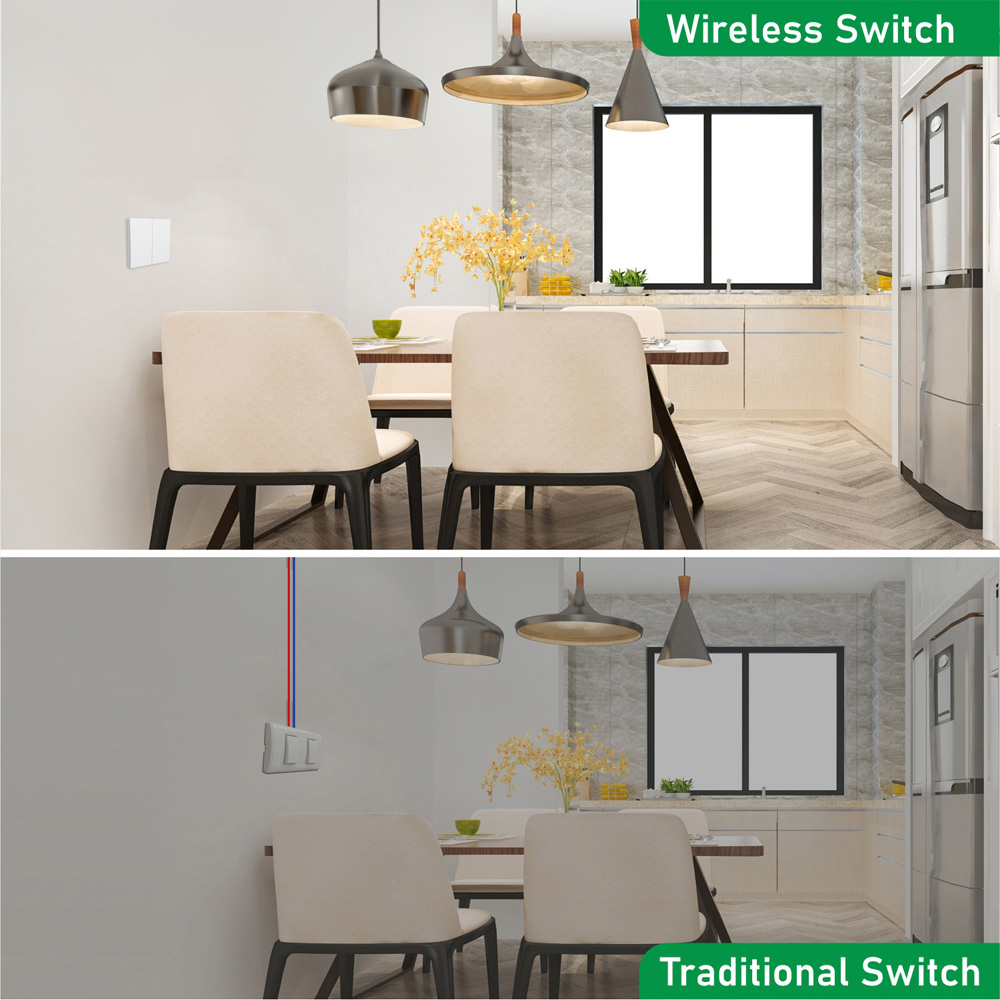 ENER-J ECO 2 Gang White Wireless Kinetic Switch and 2 500W RF and Wi-Fi Receiver Kit Image 3