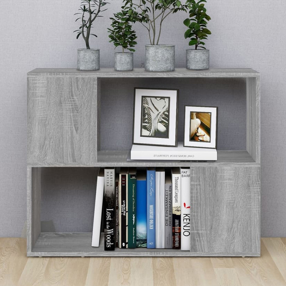 vidaXL 2 Shelf Grey Sonoma Bookcase Image 1
