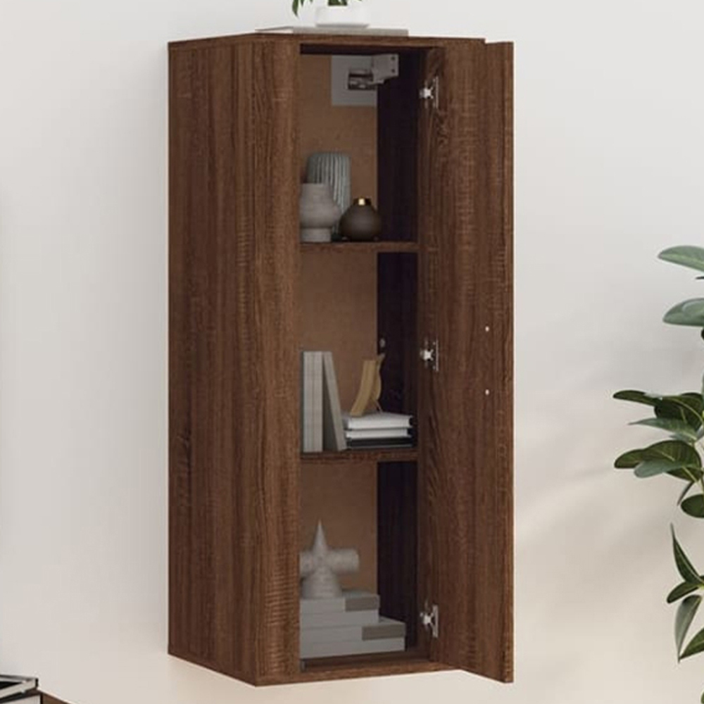 vidaXL Single Door Brown Oak Wall Mounted TV Cabinet Image 1