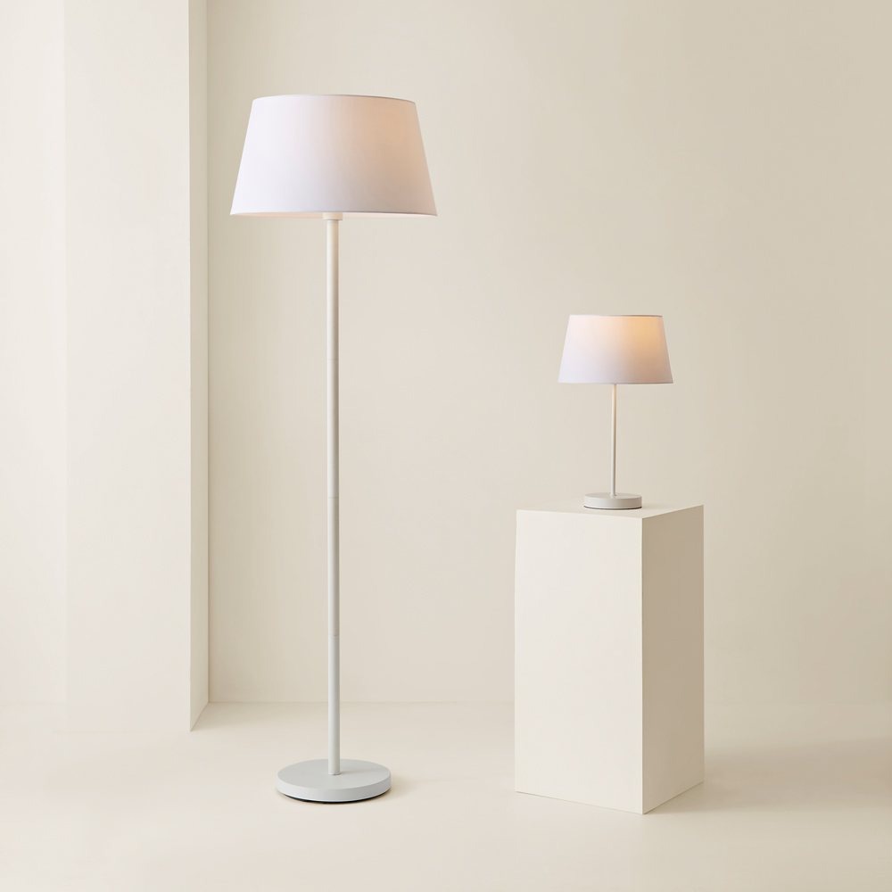 ValueLights Charlie Tapered Shade White Floor Lamp and Bulb Image 7