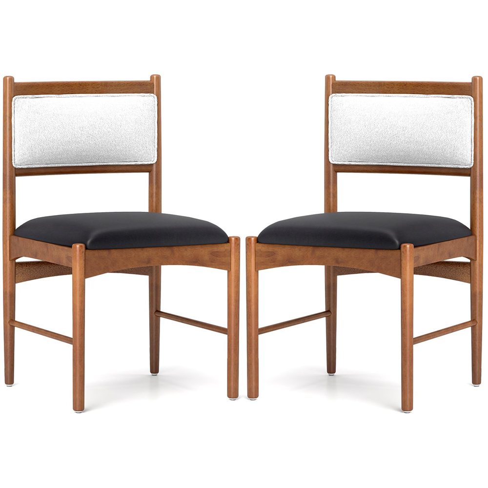 Costway Set of 2 Walnut Wooden Dining Chair with Padded Seat Image 2