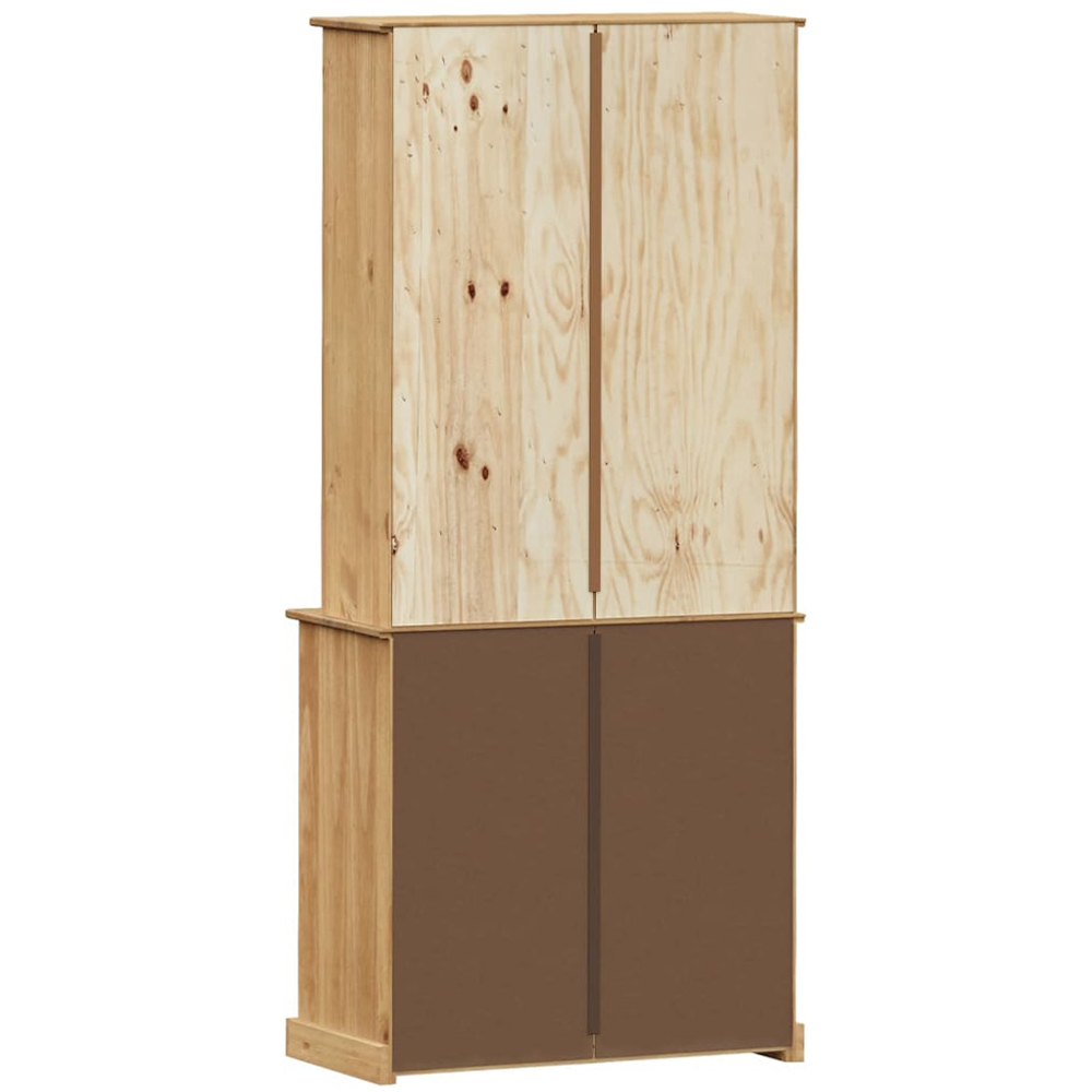 vidaXL Vigo 2 Glass Door 4 Drawer Single Shelf Solid Pine Wood Highboard Image 7