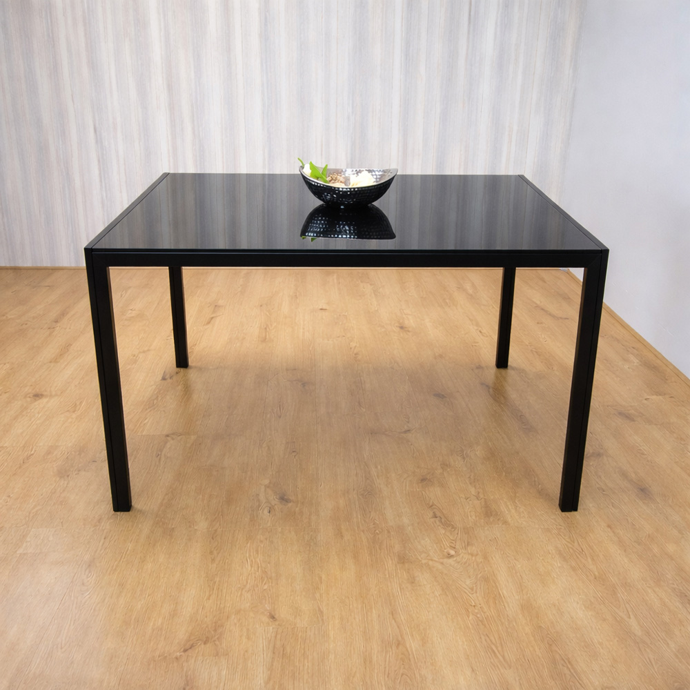 Kosy Koala 4 Seater Glass Faux Leather Dining Set Black Image 4