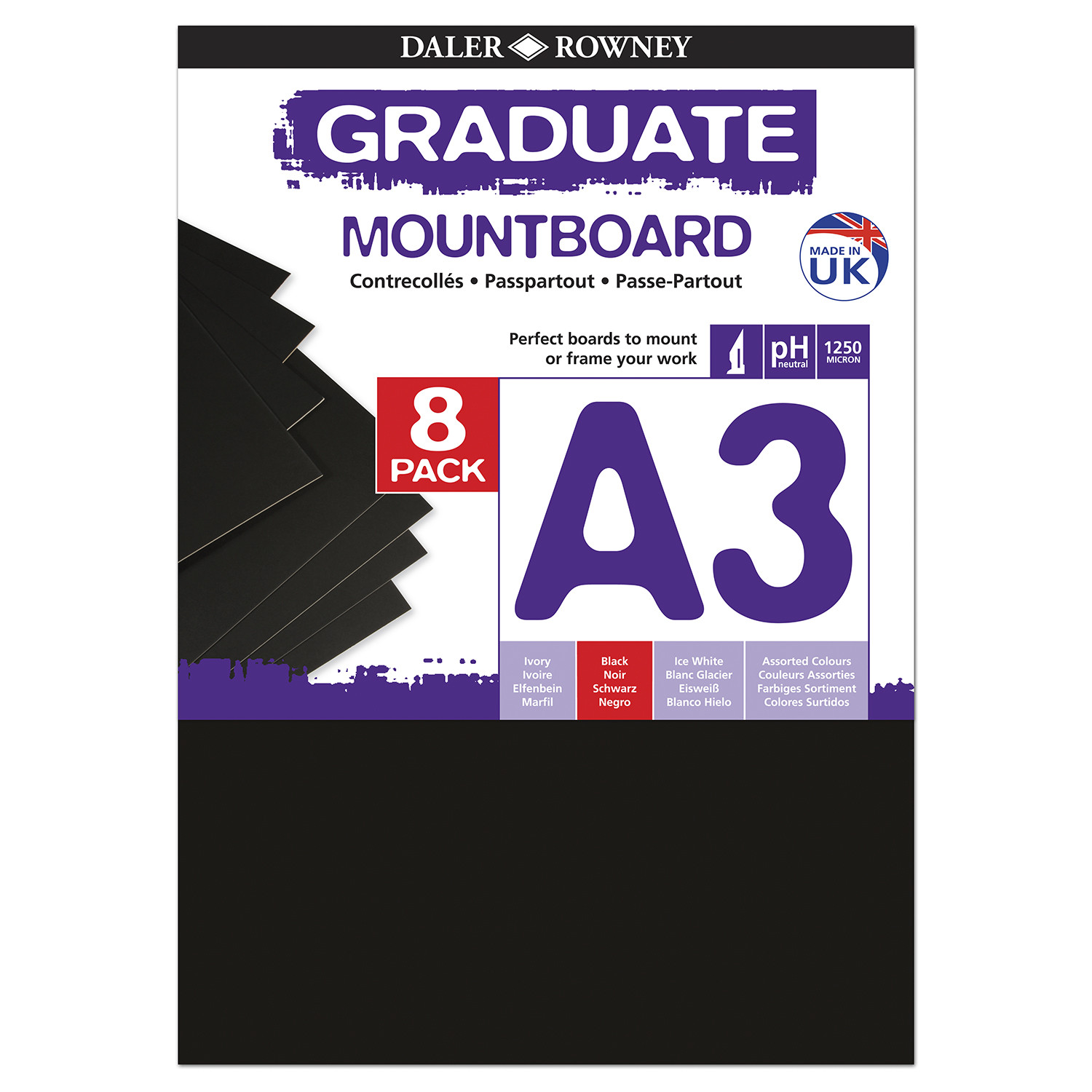 Daler-Rowney Graduate Black Mountboard A3 8 Pack Image