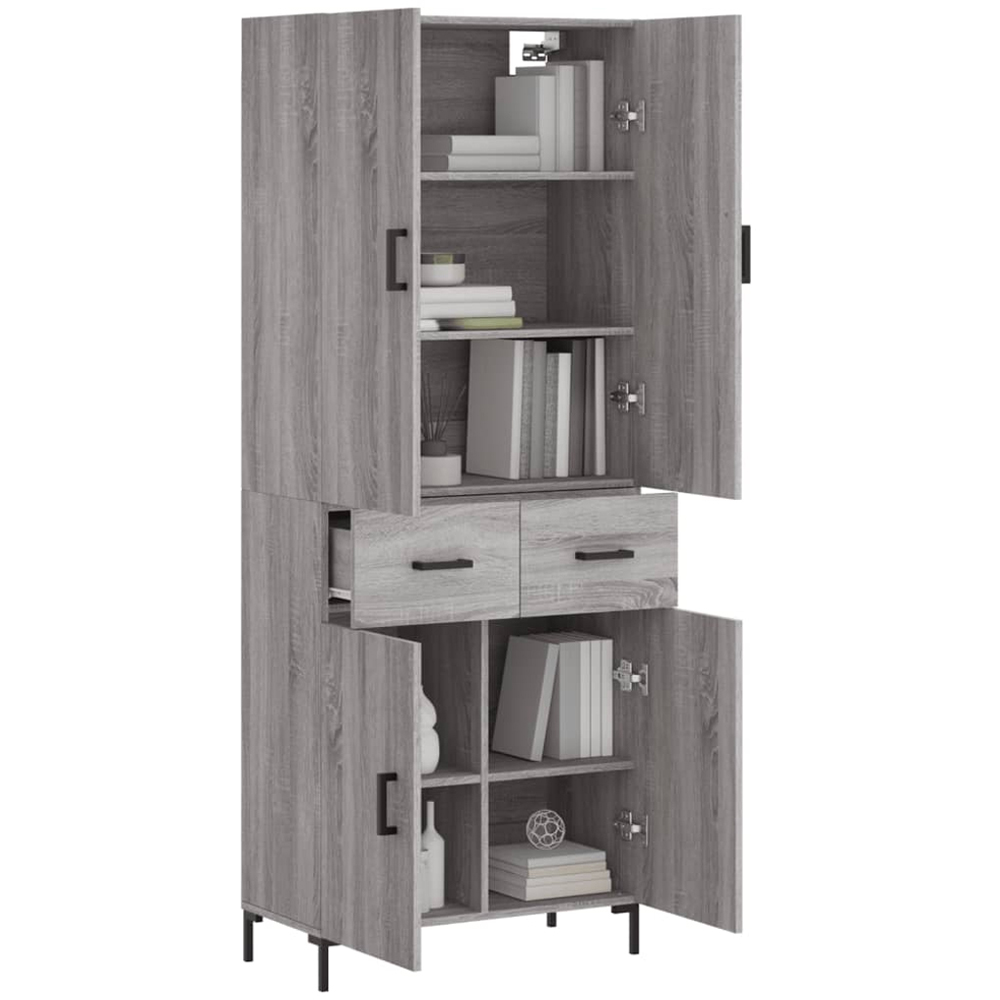 vidaXL 4 Door 2 Drawer Grey Sonoma Highboard Image 3