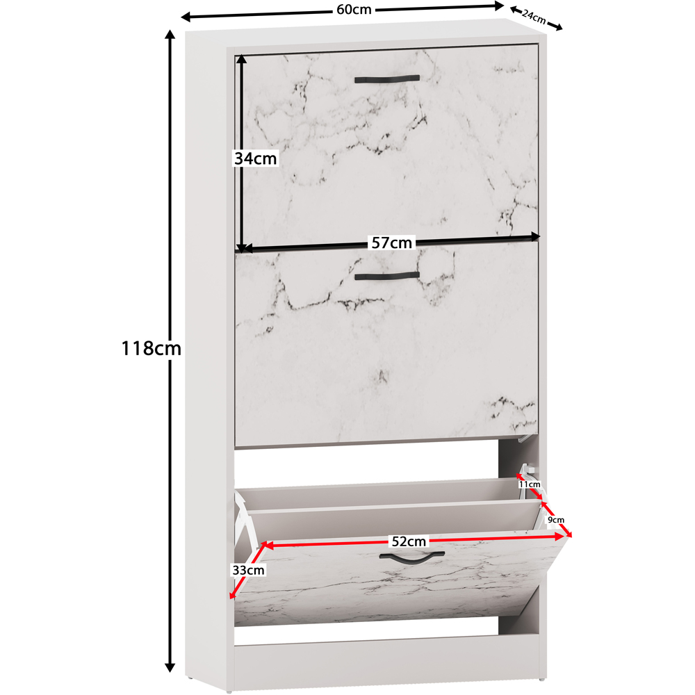 VIDA DESIGNS 3 Drawer White Marble Shoe Cabinet Image 9