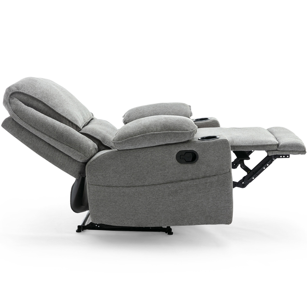 Furniture Online Sydney Grey Manual Recliner Chair with Cupholder Image 6