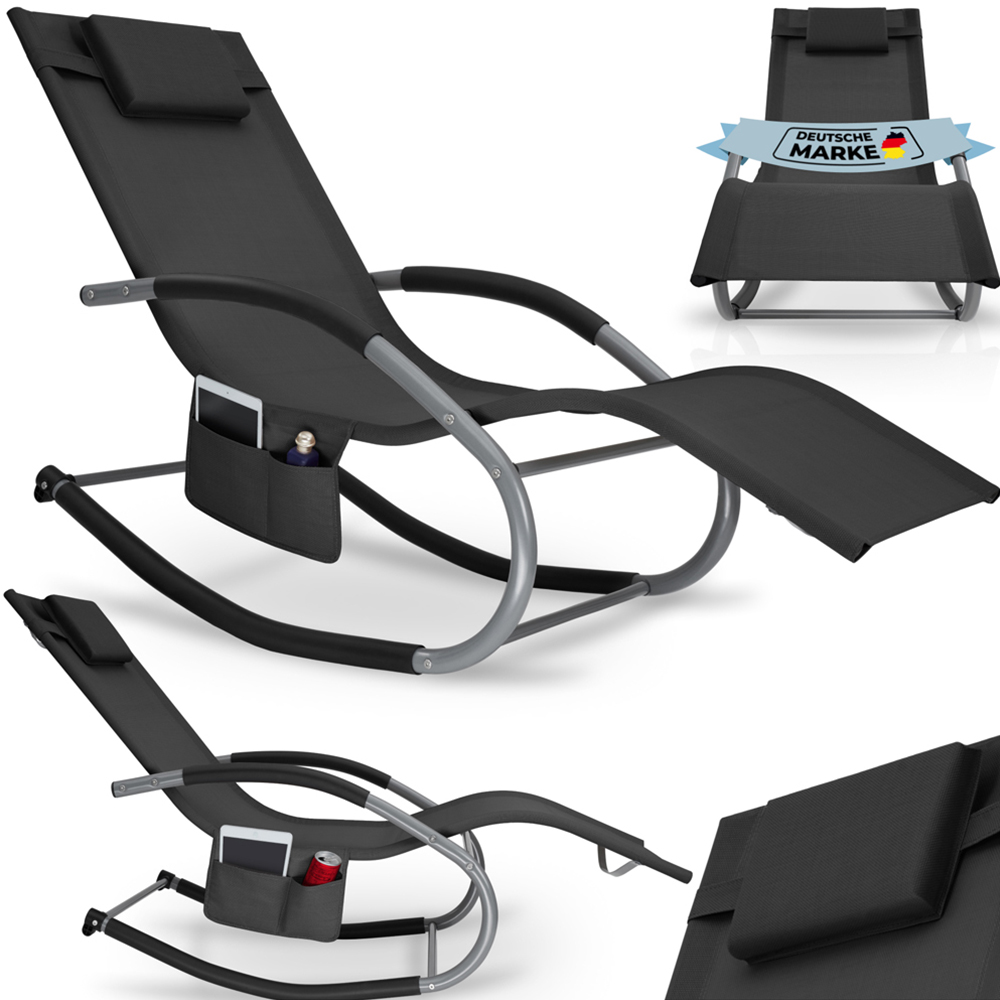 tectake Taya Black Rocking Sun Lounger Image 2