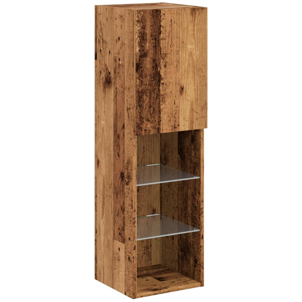 vidaXL Single Door 3 Shelf Old Wood Wall Mounted LED TV Cabinet Image 3