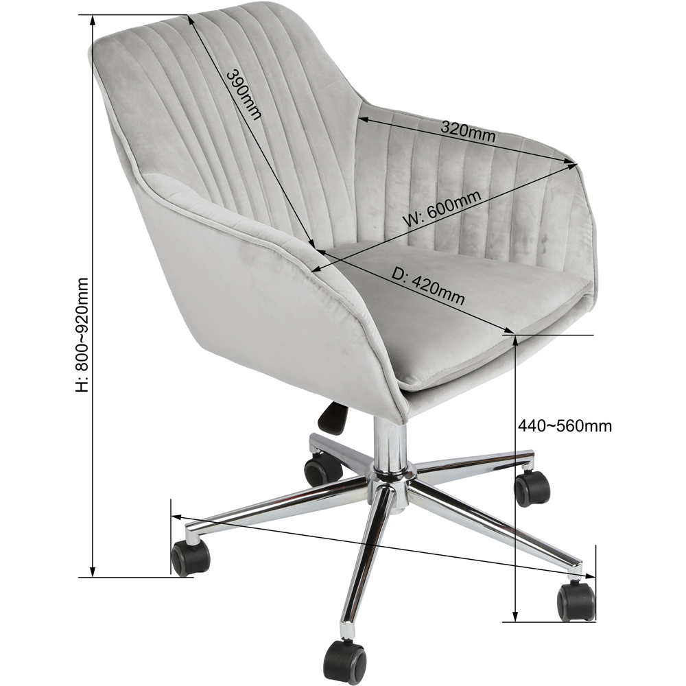 Briseis Grey Adjustable Swivel Office Chair Image 6