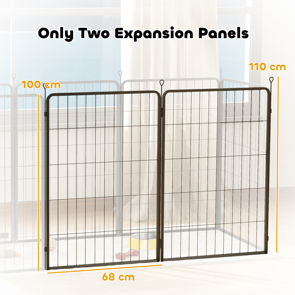 PawHut 2 Piece Large Black Dog Pen with Expansion Pack Image 9
