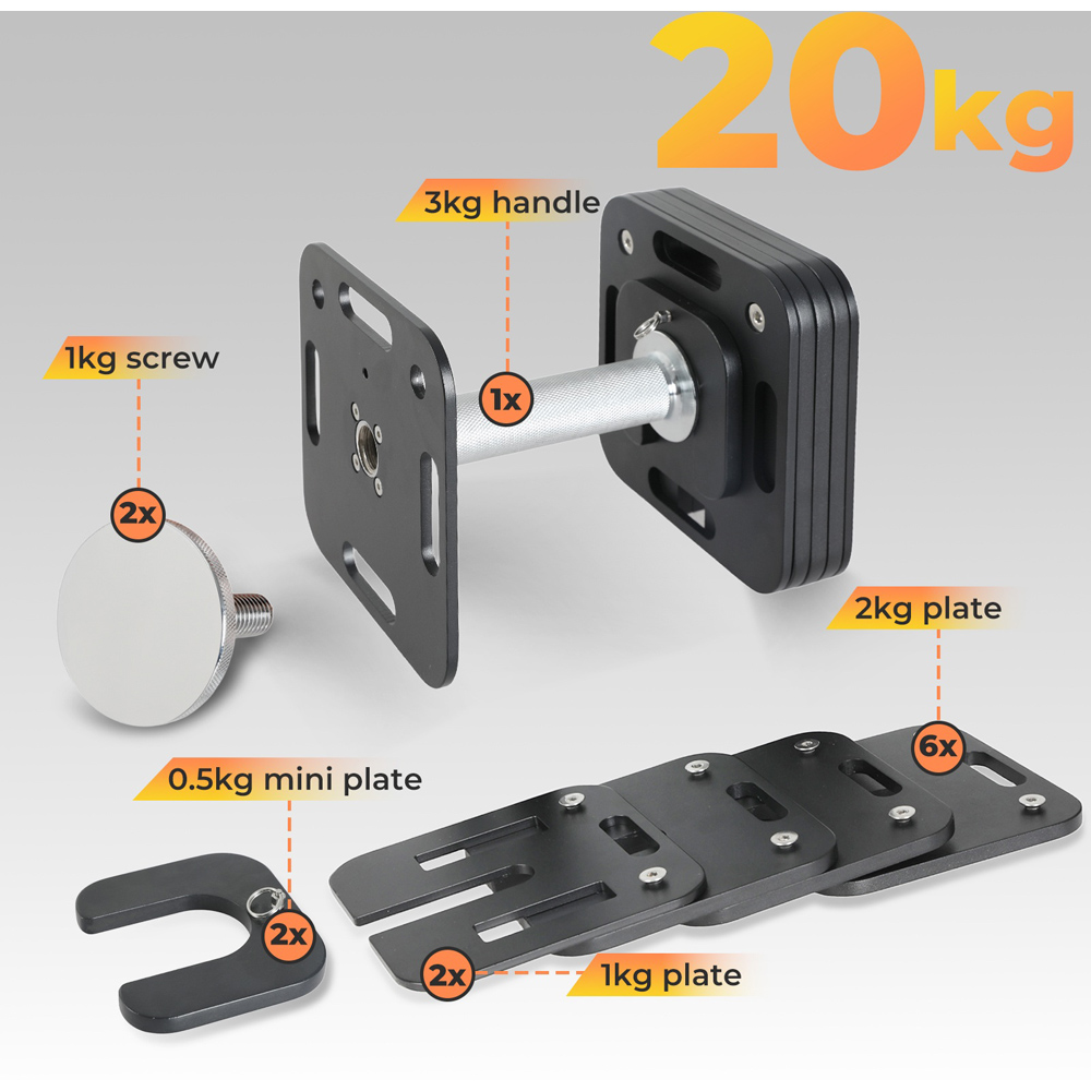 Traderight Centra 4-20kg Adjustable Dumbbell Set with Auto-Lock Image 5