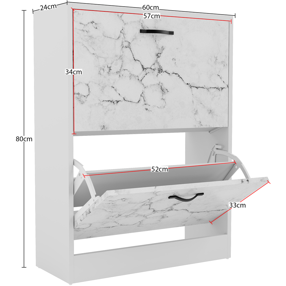 Vida Designs 2 Drawer White Marble Shoe Cabinet Image 7