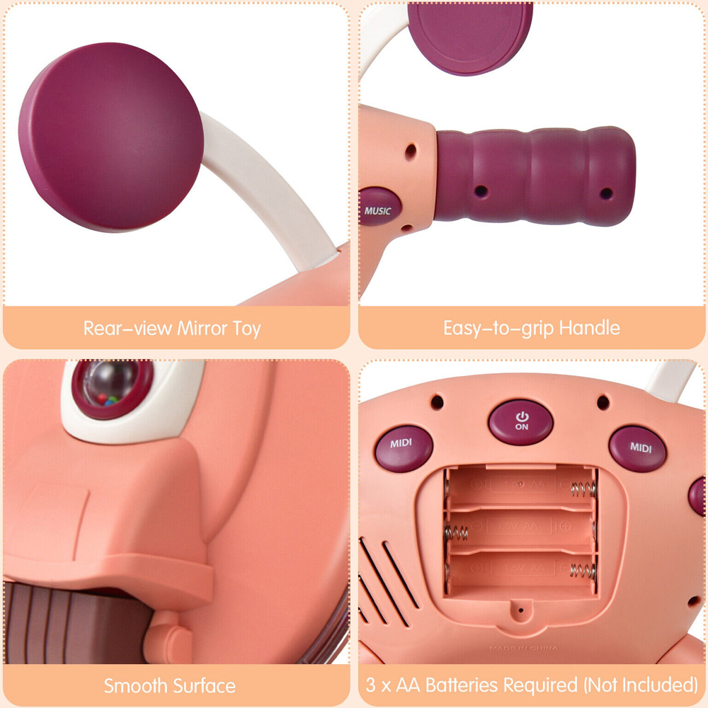 Costway Pink Baby Walker with Lights and Ball Game Image 5
