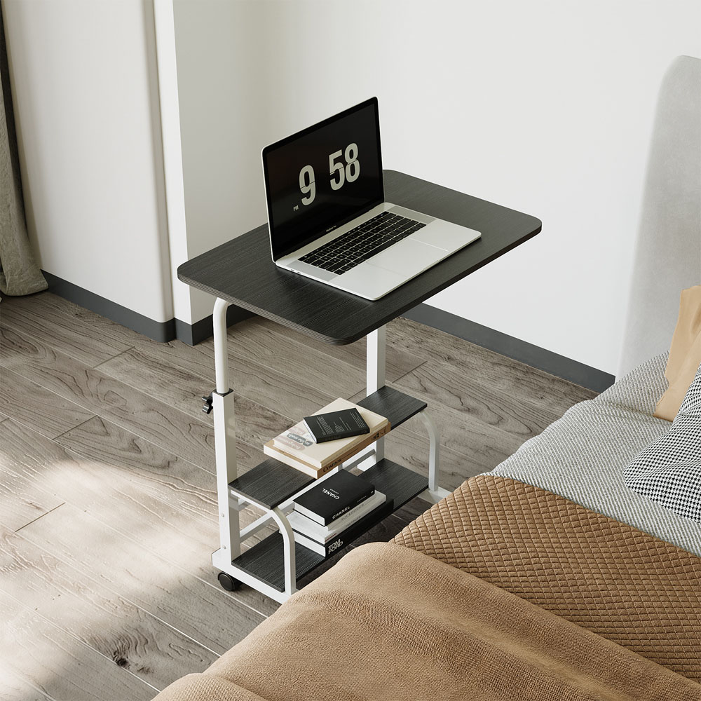 Living and Home 2 Shelf White Adjustable Overbed Table Image 8