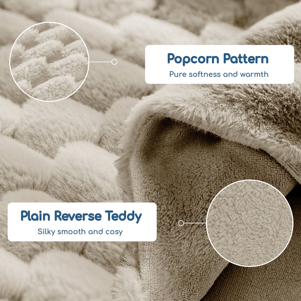 Velosso King Size Beige Chunky Popcorn Duvet Set Image 3