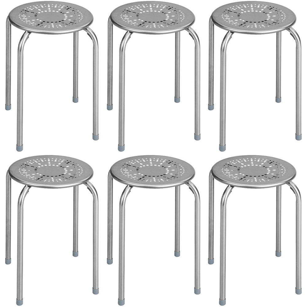 Costway Set of 6 Grey Round Stool Image 2