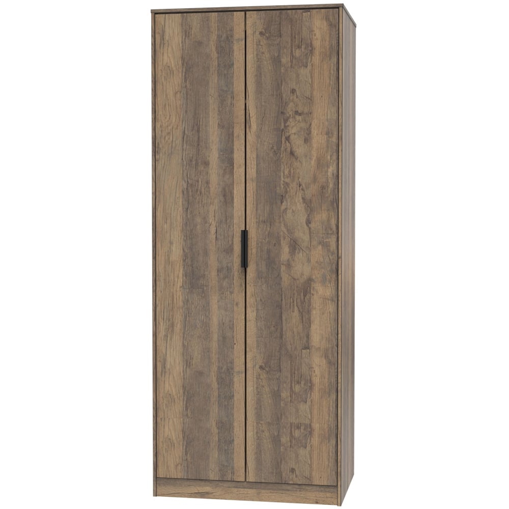 Crowndale Hong Kong Ready Assembled 2 Door Vintage Oak Tall Wardrobe Image 2