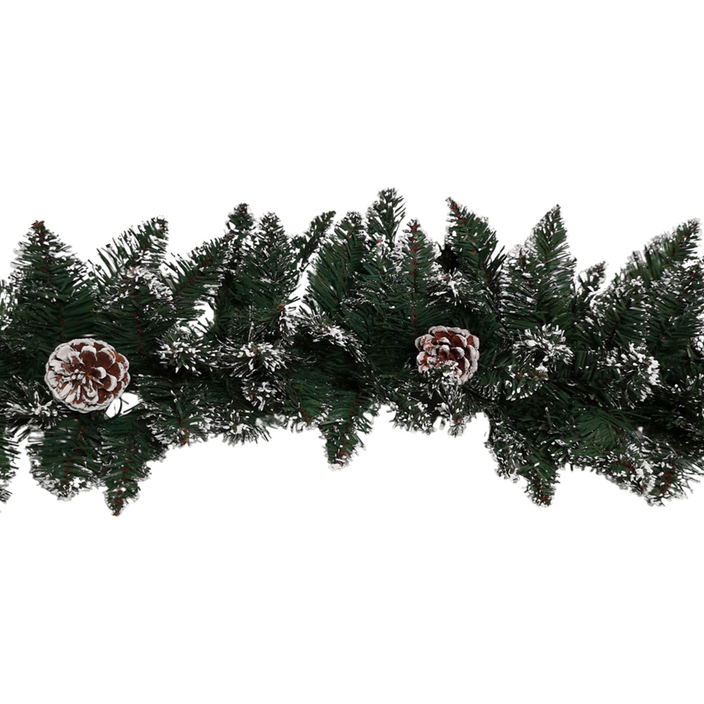 Premier Snow Flocked Rocky Mountain Christmas Garland with Cones 270cm Image 1